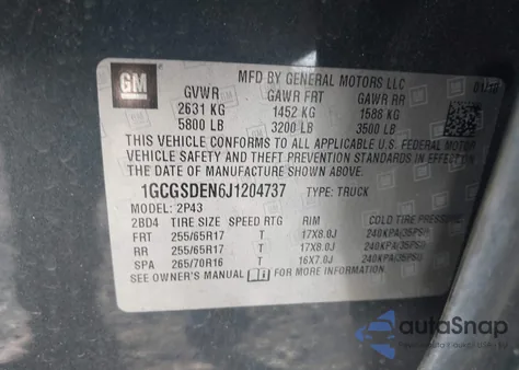 2018 Chevrolet Colorado Z71 z USA, uszkodzony, nr VIN 1GCGSDEN6J1204737